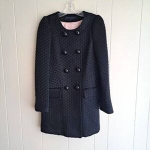 French Connection Women's Double Breasted Long Sleeve Satin Coat Black Size 6